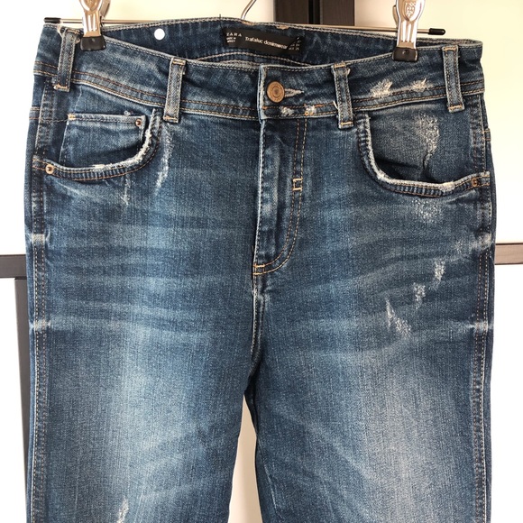 Zara Trafaluc dark wash distressed  jeans - Picture 11 of 15
